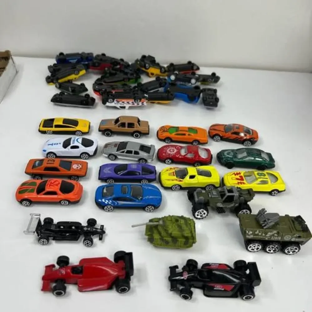 40 Unbranded Plastic Cars Lot Race Car Military Truck